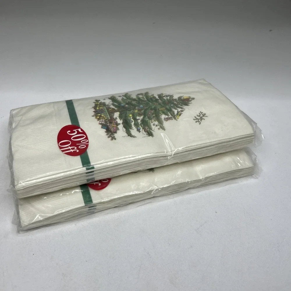 2 Packs Hallmark Guest Towels Spode Christmas Tree 2 Ply Facial Tissue VTG USA